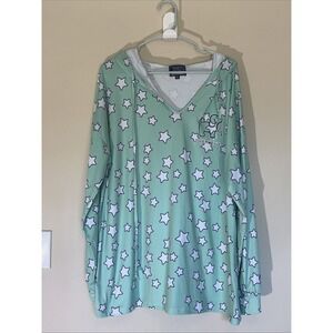 Puppie Love Rescue Dog Green Allover Stars Hoodie Hooded Lounge Shirt Adult XL